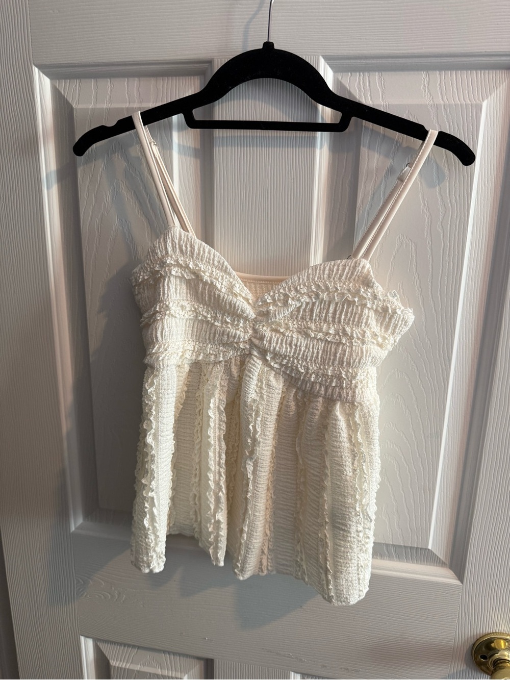 SHEIN Cream Smocked Spaghetti Strap Camisole